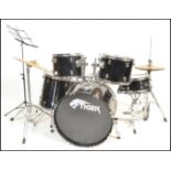 A Yamaha Gigmaker six piece drum kit consisting of bass drum, tom toms and snare drum with hit hat