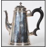 An early 20th Century silver hallmarked Edwardian Britannia silver chocolate pot / coffee jug of