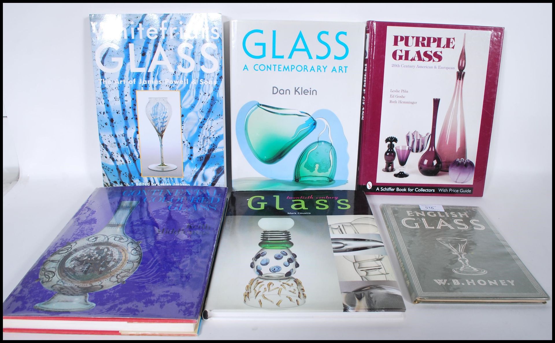 A selection of 20th Century retro glass collectors reference books to include 'English Glass' W.