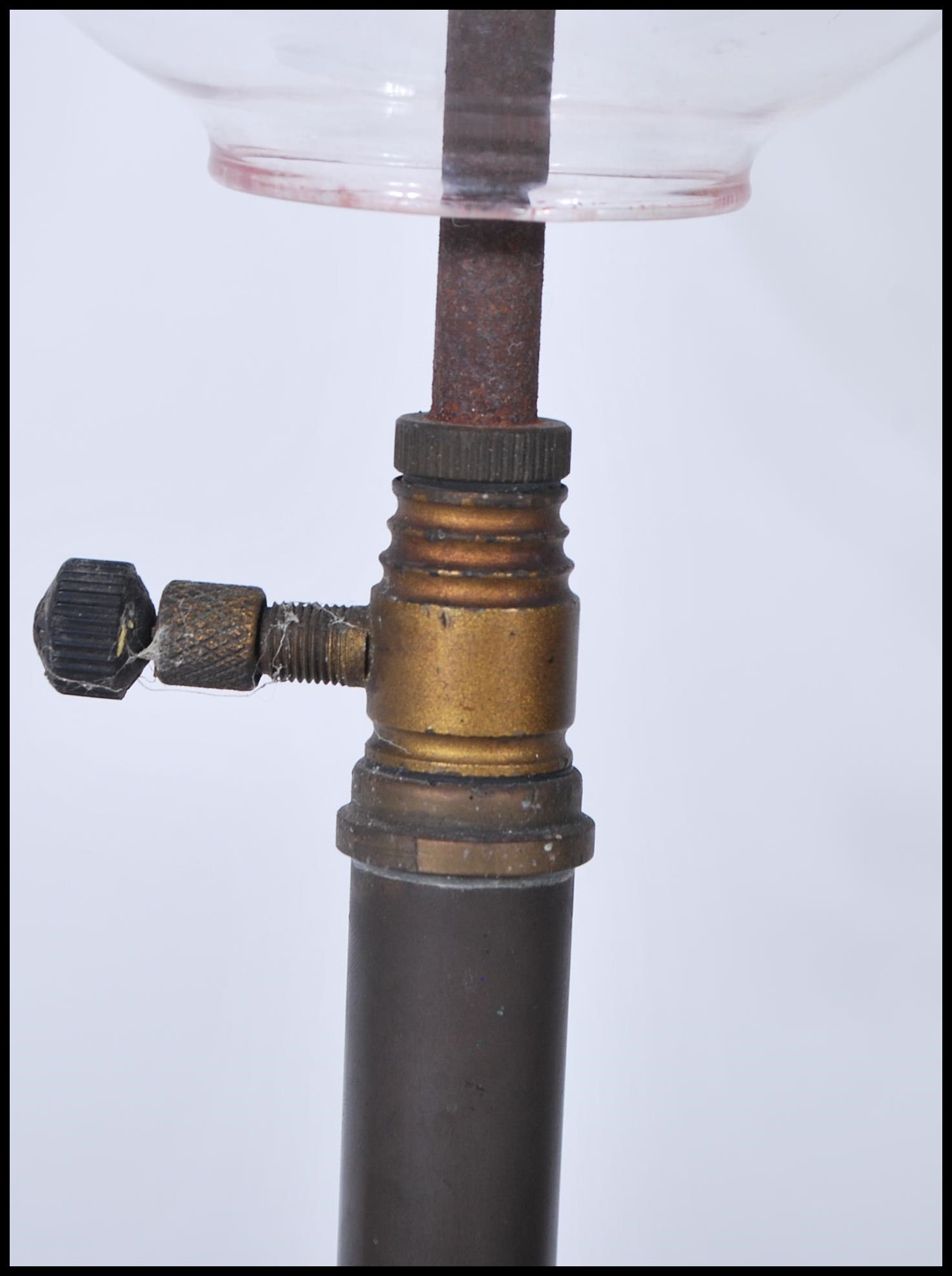 A vintage early 20th century industrial Tilly paraffin table top lamp having a domed base with - Image 3 of 5