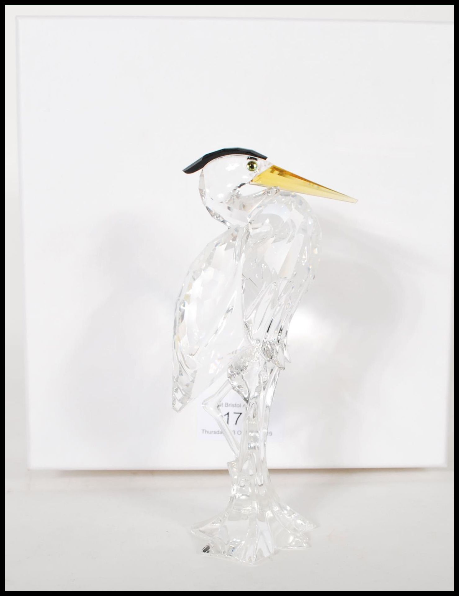 Swarovski - Silver Crystal - a cut glass crystal figurine of a Heron / crane raised on a - Bild 3 aus 5
