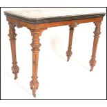 A 19th Century Victorian walnut rectangular fold-over top card table, quarter veneered top, hinged