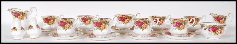 A Royal Albert bone China part coffee service in the Old Country Roses pattern, the service