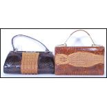 Two vintage 20th Century ladies crocodile / alligator ladies handbags / clutch bags, both fitted