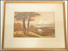 A late 19th / early 20th Century watercolour on paper depicting a country estate overlooking the