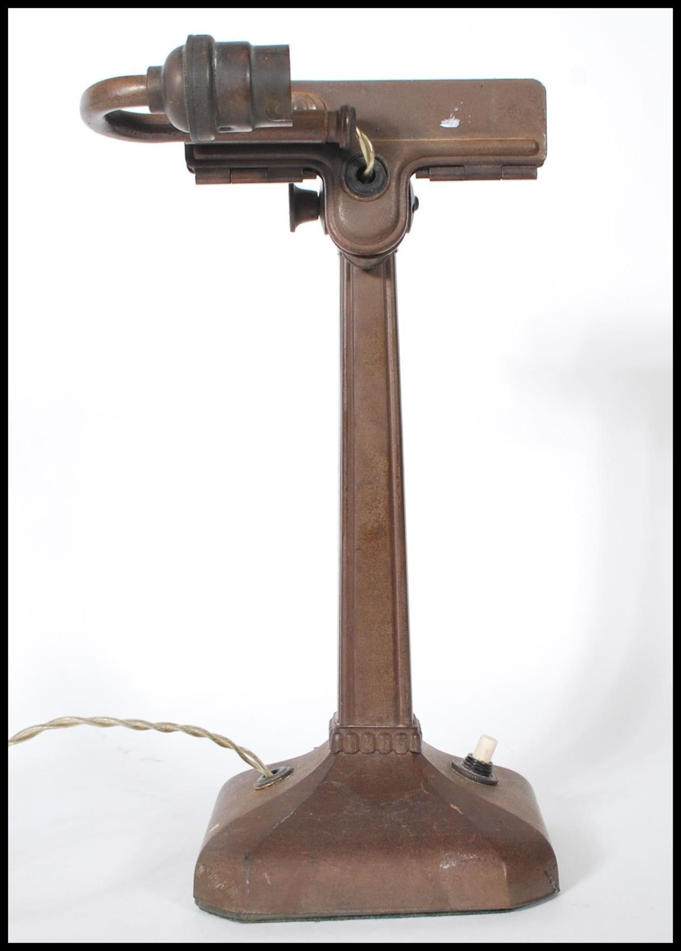 An early 20th Century Art Deco desk lamp / viewing lamp, shaped base with column upright having