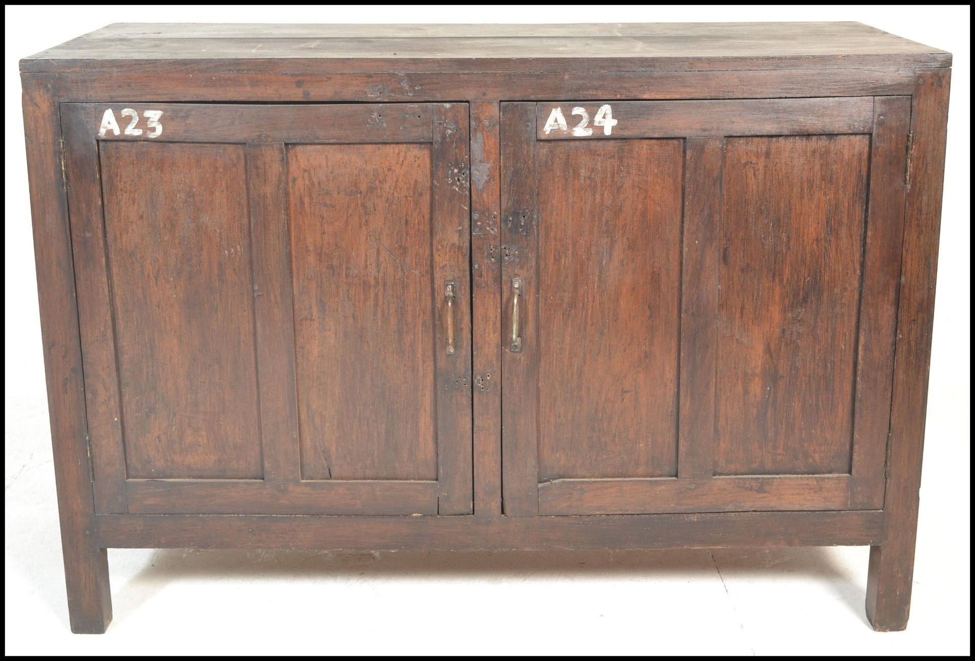 A pair of unusual 20th century hardwood sideboard cabinets of hardwood construction being raised - Bild 7 aus 17