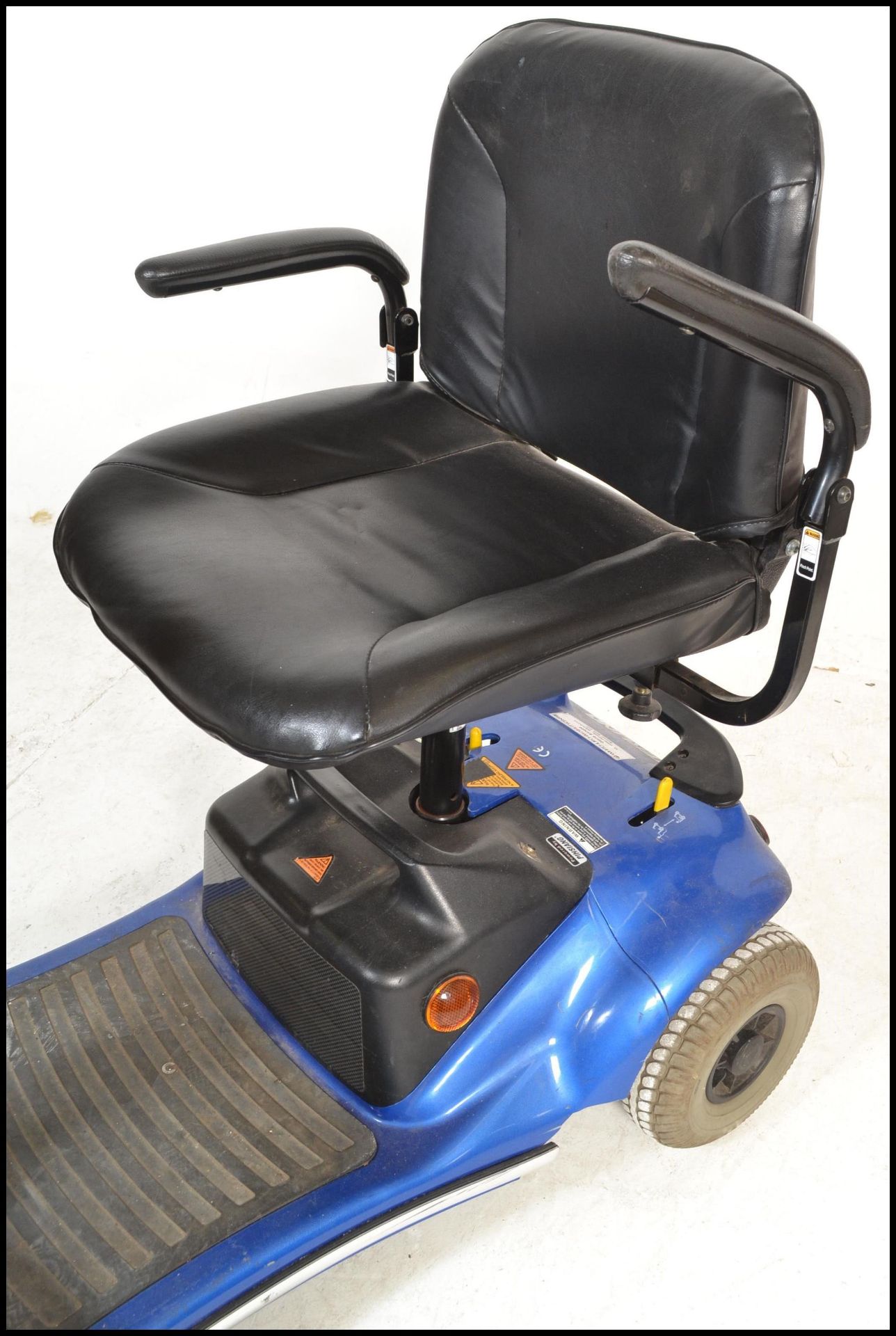 A Sterling Pearl mobility scooter having a blue painted body on four wheels with a black leather - Image 3 of 11