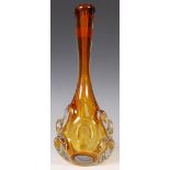 ITALIAN STUDIO ART AMBER GLASS STEM VASE