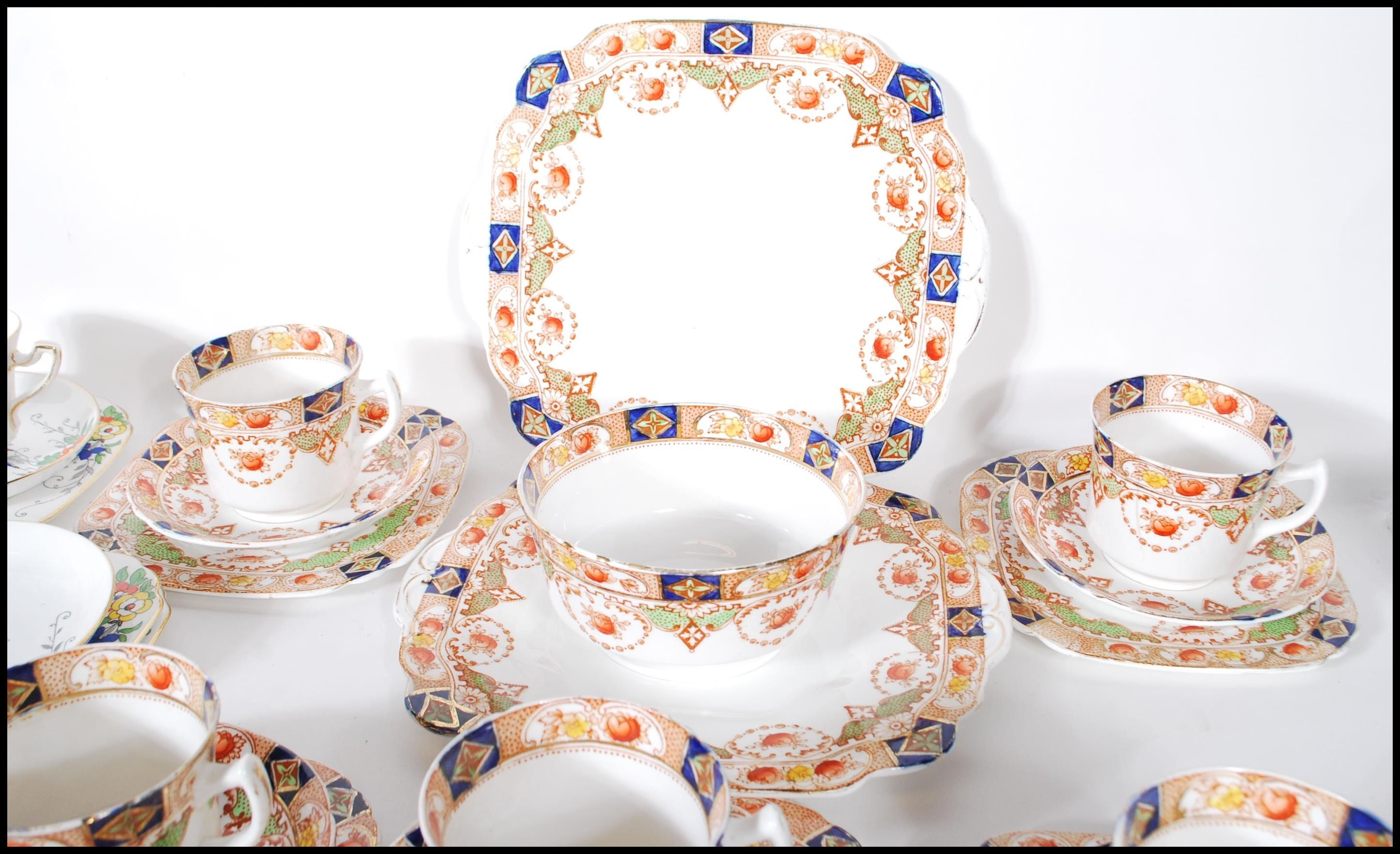 A set of 1930's Art Deco Sampson Smith Wetley China part tea service in a wisteria pattern - Image 10 of 12