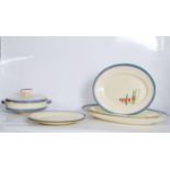 Clarice Cliff for Newport Pottery early 20th Century part dinner service in the Cafe Au Lait