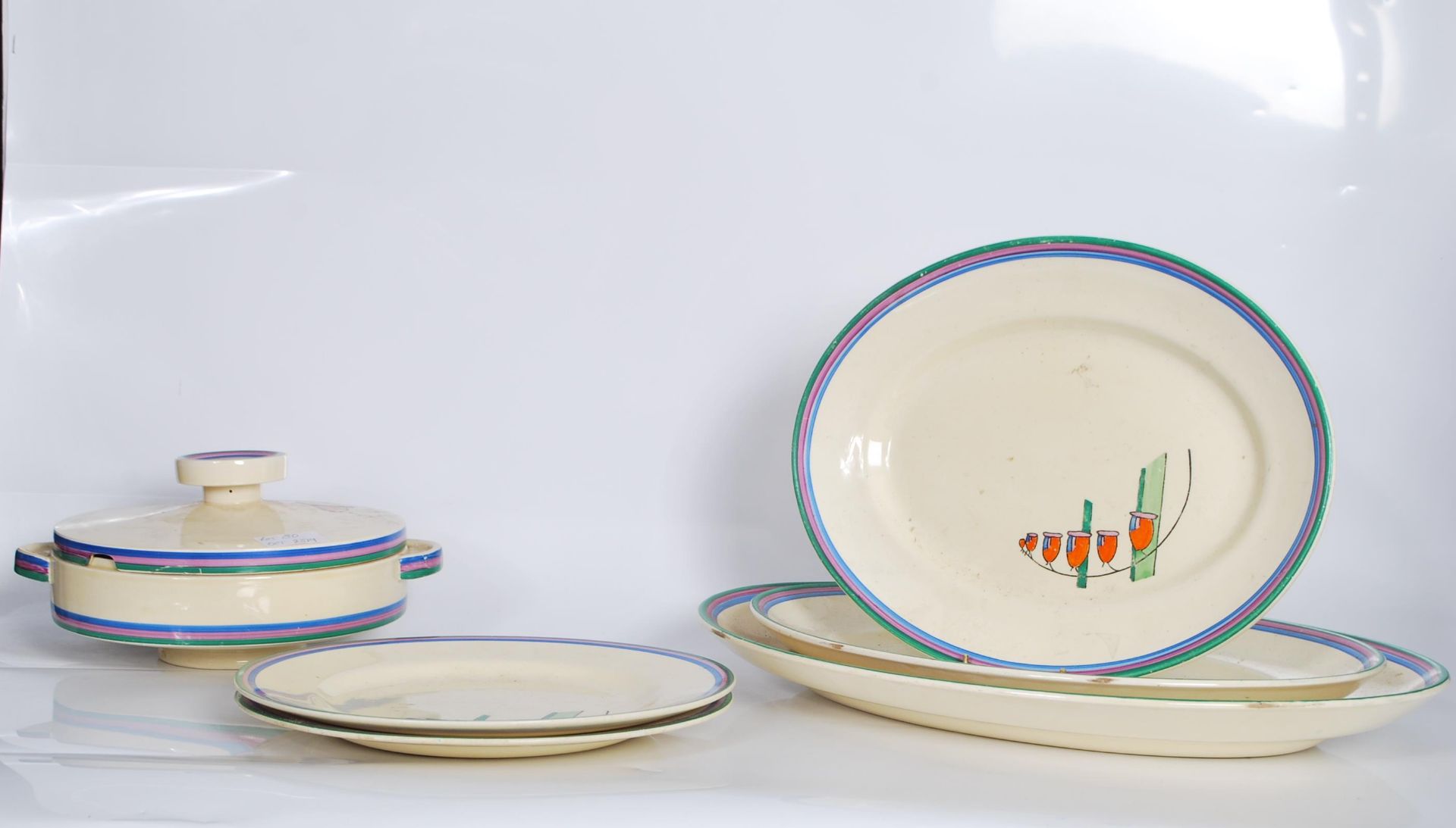 Clarice Cliff for Newport Pottery early 20th Century part dinner service in the Cafe Au Lait