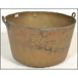 A Victorian 19th century large copper cauldron pan / fire basket. Wrought construction with handle
