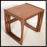 A G-Plan retro teak wood 1970's graduating nest of tables in the Quadrille pattern the tables having
