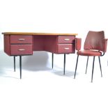 UNUSUAL MID 20TH CENTURY OX BLOOD VINYL, OAK AND M