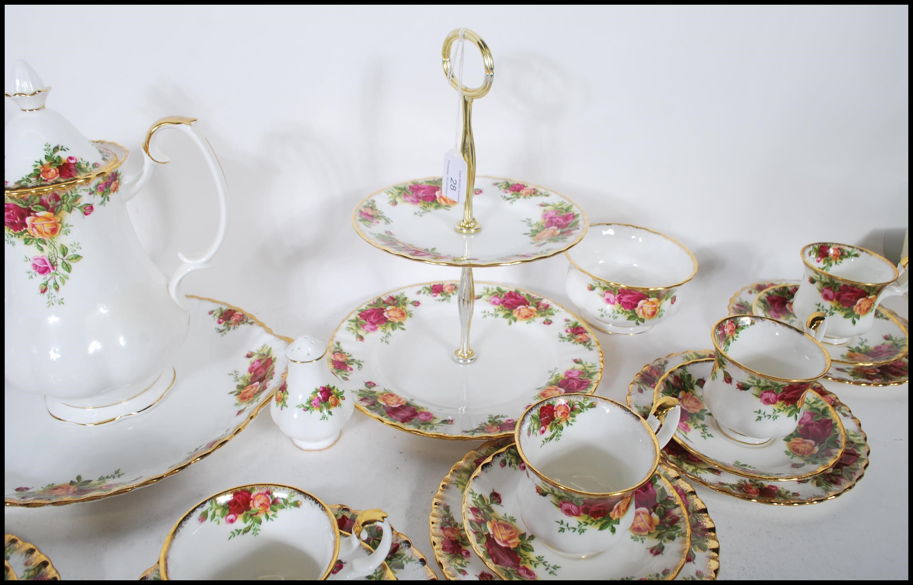 A Royal Albert fine bone china coffee and part tea service in the Old Country Roses pattern. The - Image 7 of 15