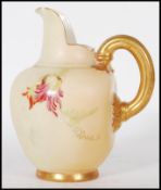 Royal Worcester - A late 19th Century antique blush ivory ceramic miniature jug of taper bulbous