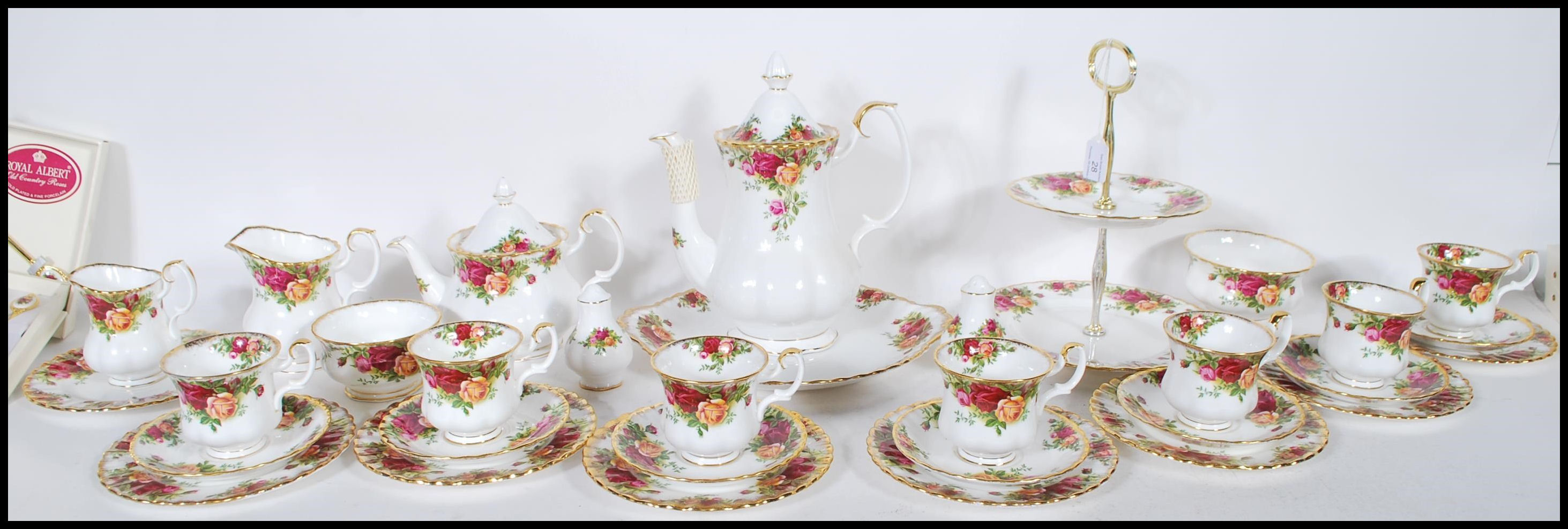 A Royal Albert fine bone china coffee and part tea service in the Old Country Roses pattern. The - Image 2 of 15