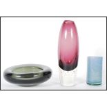 Scandinavian  glass - A group of three pieces of 1960's / 70's retro vintage studio glass to include