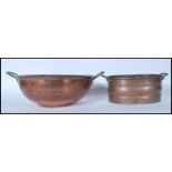 Two 19th Century copper cooking pans to include a large preserve pan of bowl form having brass