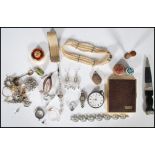 A collection of vintage costume jewellery and miscellaneous items to include brooches, necklaces,