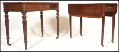 A 19th Century mahogany writing table desk in the manner of Gillows, flared top over central