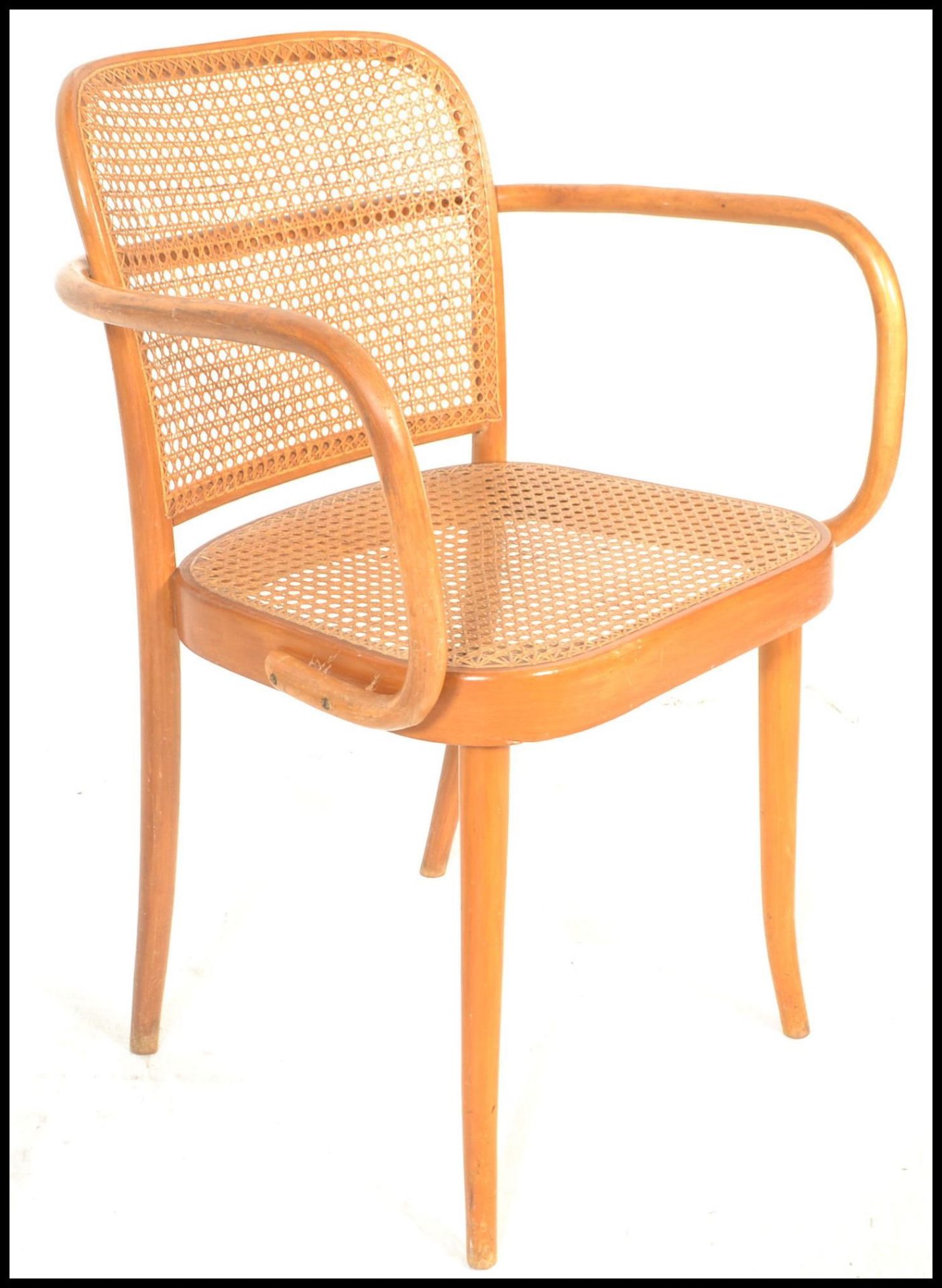 A pair of vintage 20th Century bentwood armchairs by Ligna (Czechoslovakia),  rattan weave - Bild 5 aus 5