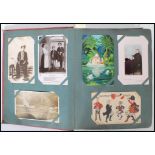 Antique picture postcard album. Full with collection of 300 assorted Postcards. Diverse range of