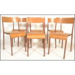 A set of 6 mid 20th century bentwood and tubular metal industrial stacking chairs. Each with painted