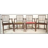 A set of 4 19th century mahogany carver armchairs by Heals of London. Each with inset Heals