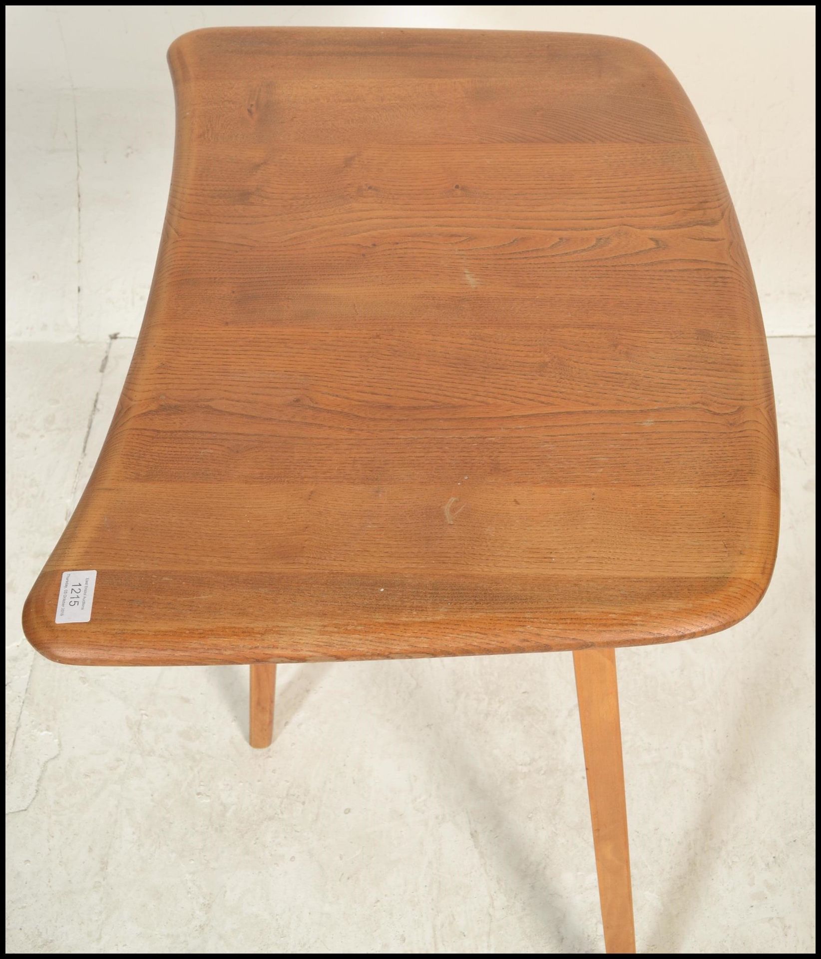 Ercol- A retro mid 20th Century beech and elm blonde Ercol table extension raised on tapering - Image 5 of 6