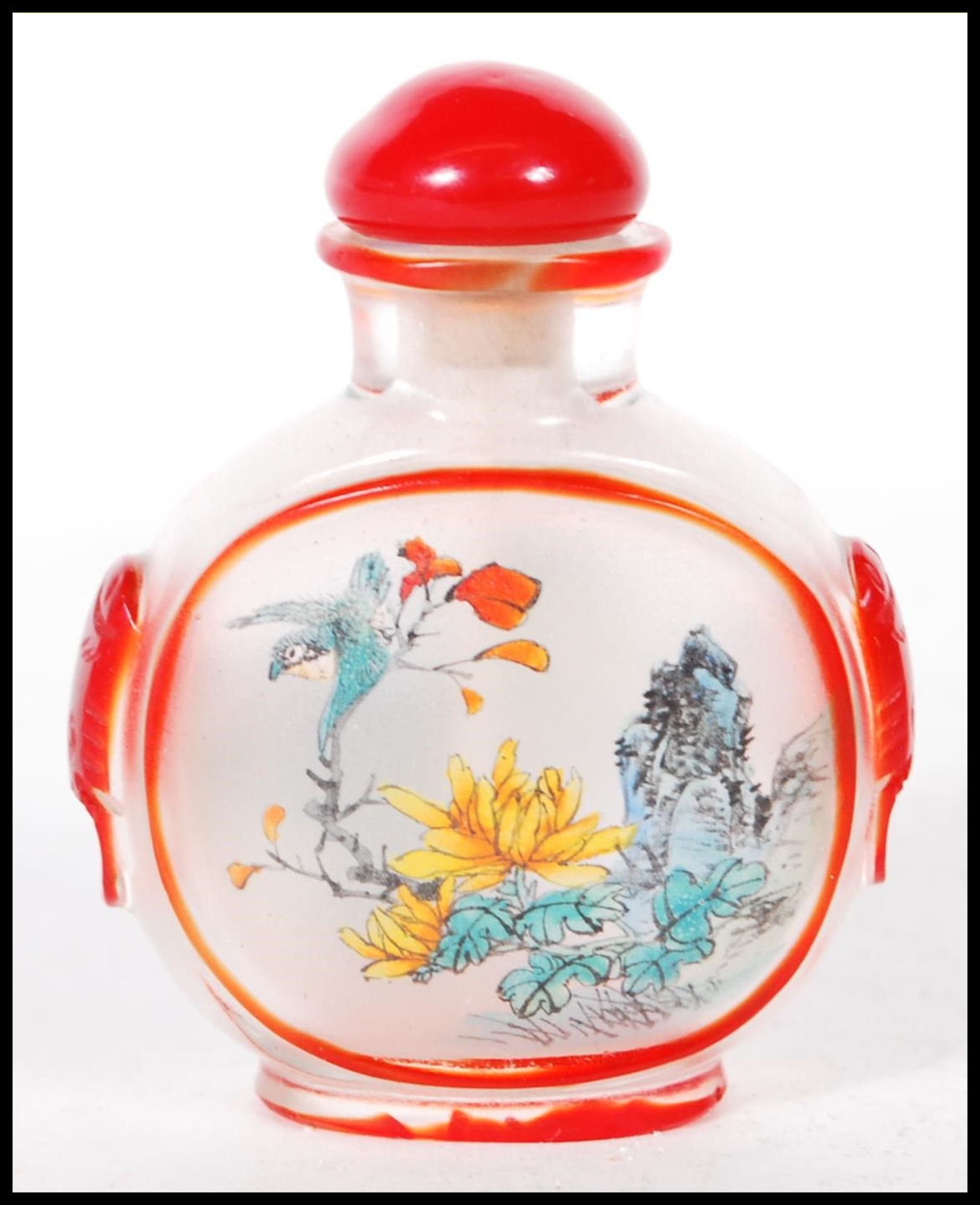 A late 19th Century Chinese glass perfume scent bottle of small proportions having the interior hand - Bild 3 aus 7