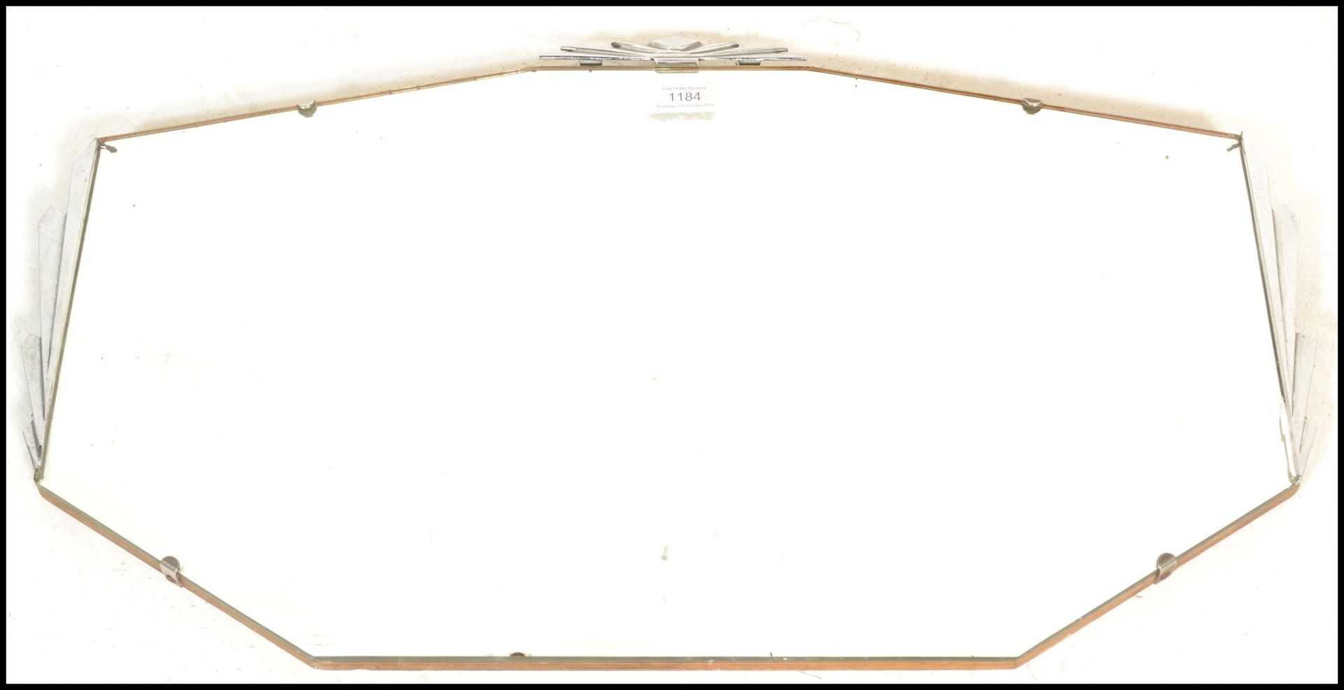 A 1920's / 30's Art Deco vintage retro frameless mirror by J. Rushworth, having eight sides with