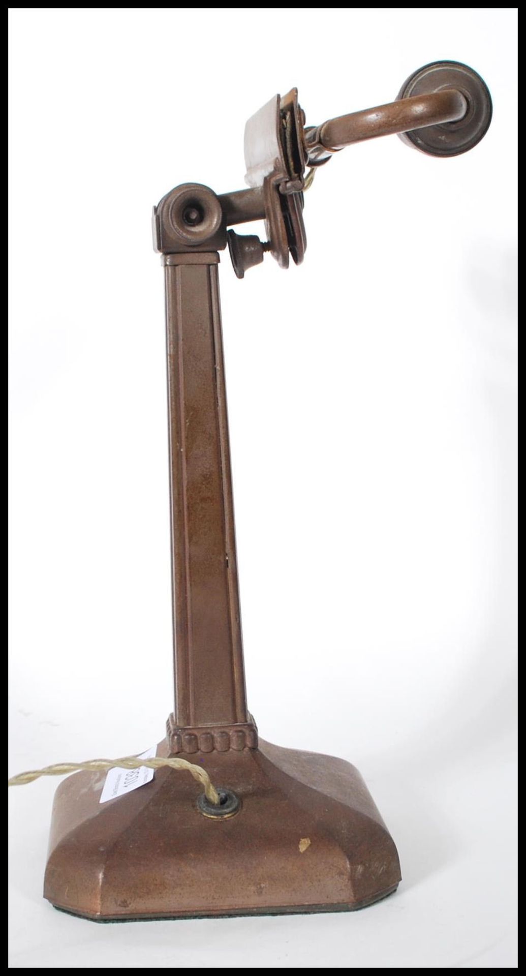 An early 20th Century Art Deco desk lamp / viewing lamp, shaped base with column upright having - Image 2 of 5