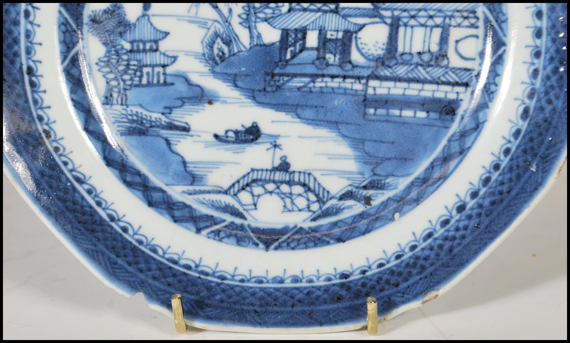 A Chinese 19th Century Canton blue and white mallet vase having a cylindrical body with a tapering - Image 11 of 19