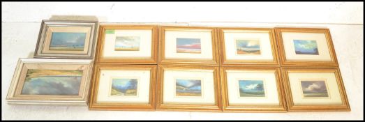 A group of ten miniature oil / acrylic paintings o
