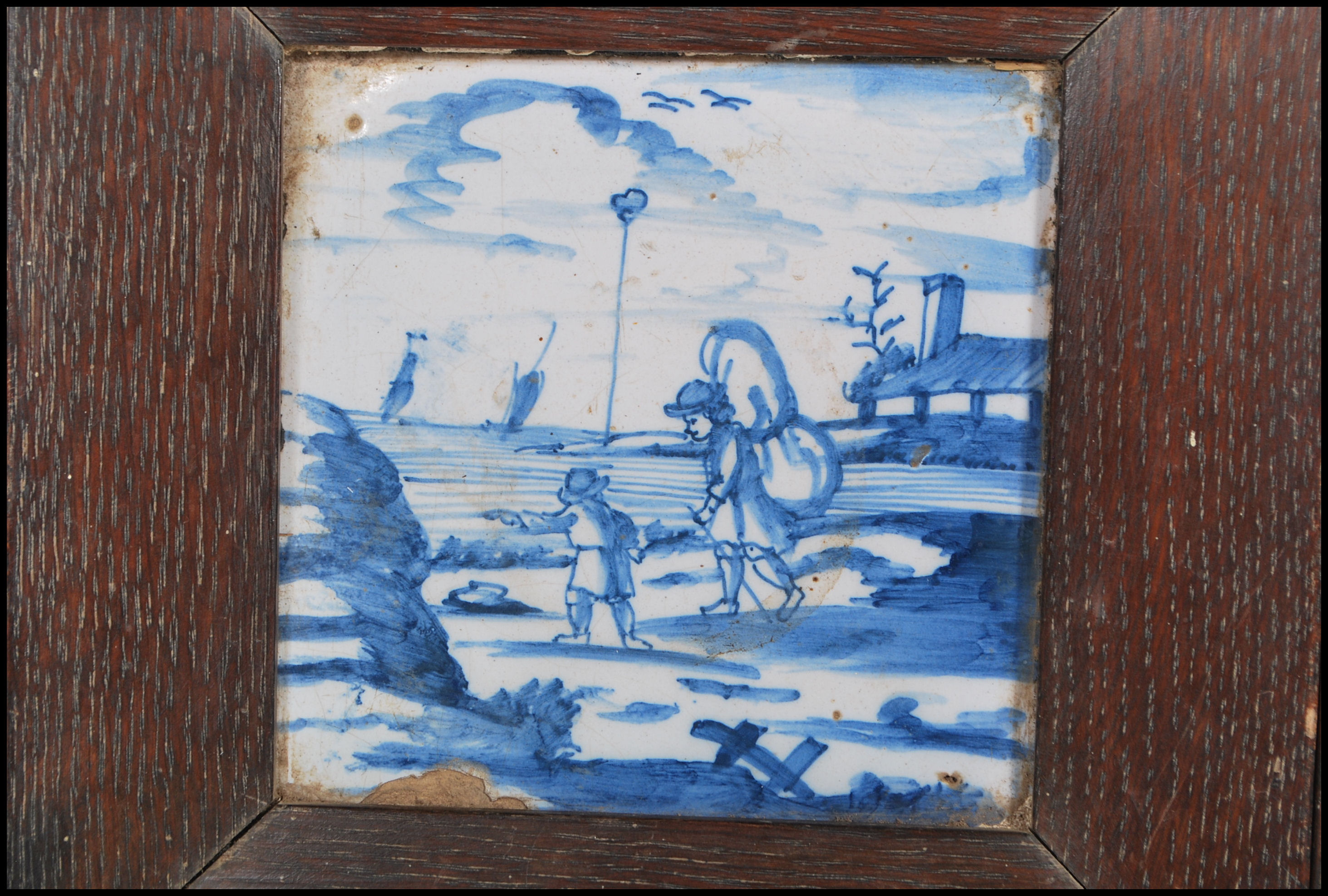Two 18th Century Delft blue and white hand painted - Image 2 of 4