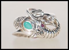 A stamped 925 silver ladies ring in the form of an