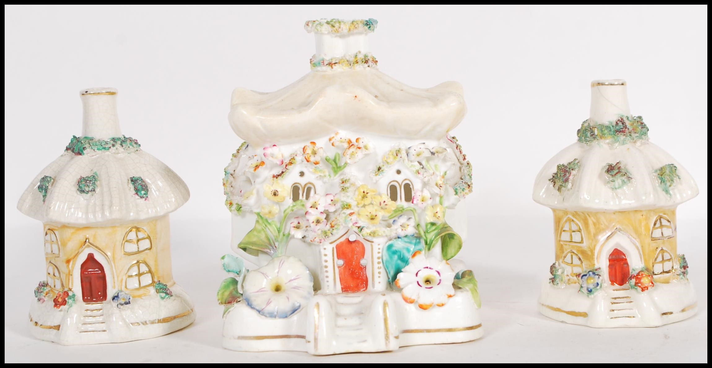 A group of three 19th Century Staffordshire porcel