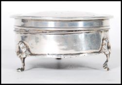 An English hallmarked dressing table trinket pot o