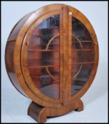 A 1930's Art Deco walnut china roundel display cab