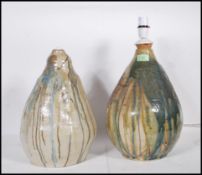 A pair of retro 20th Century studio pottery drip g