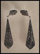 A pair of stamped 925 silver and marcasite Art Dec