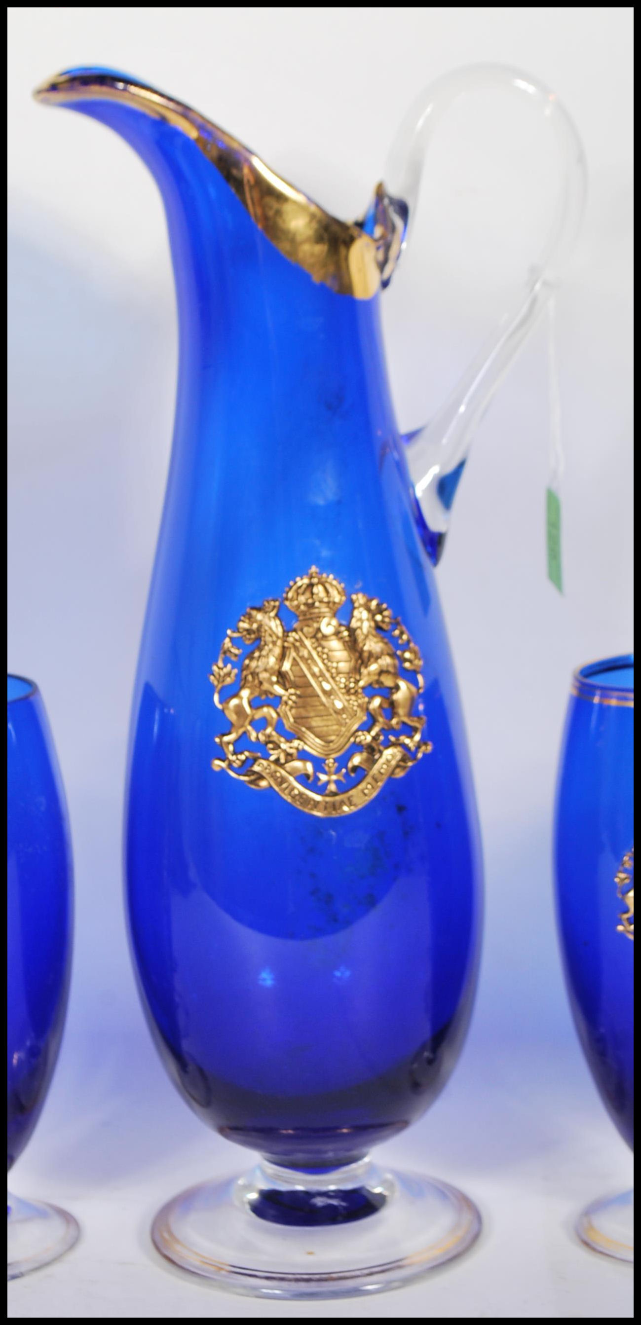 A 20th Century continental blue glass lemonade set - Image 3 of 6