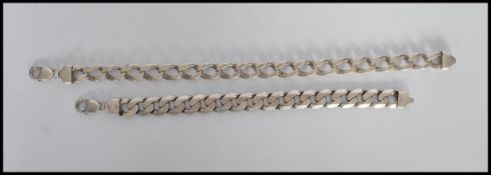 A pair of hallmarked 925 silver heavy curb chain b