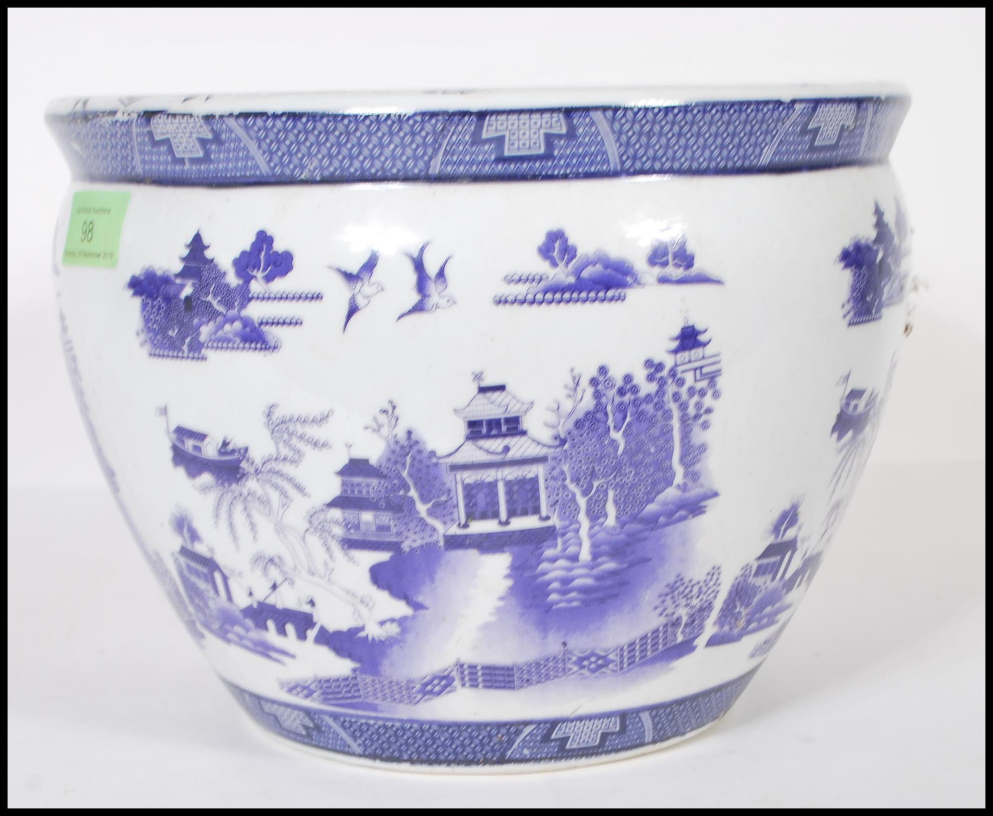 A 20th Century Chinese blue and white planter pot - Image 4 of 6