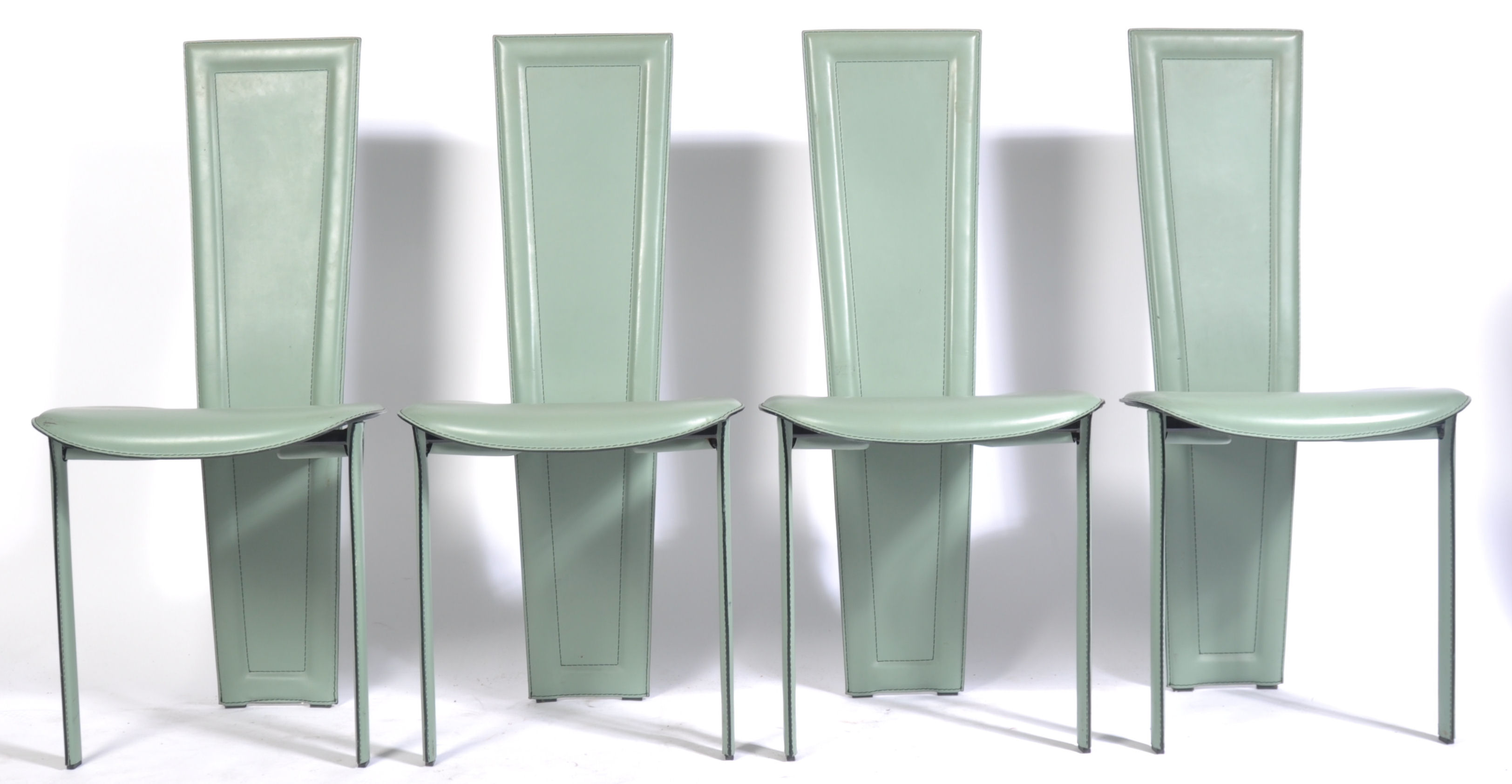QUIA ITALIAN MINT GREEN LEATHER DINING CHAIRS - Image 2 of 8