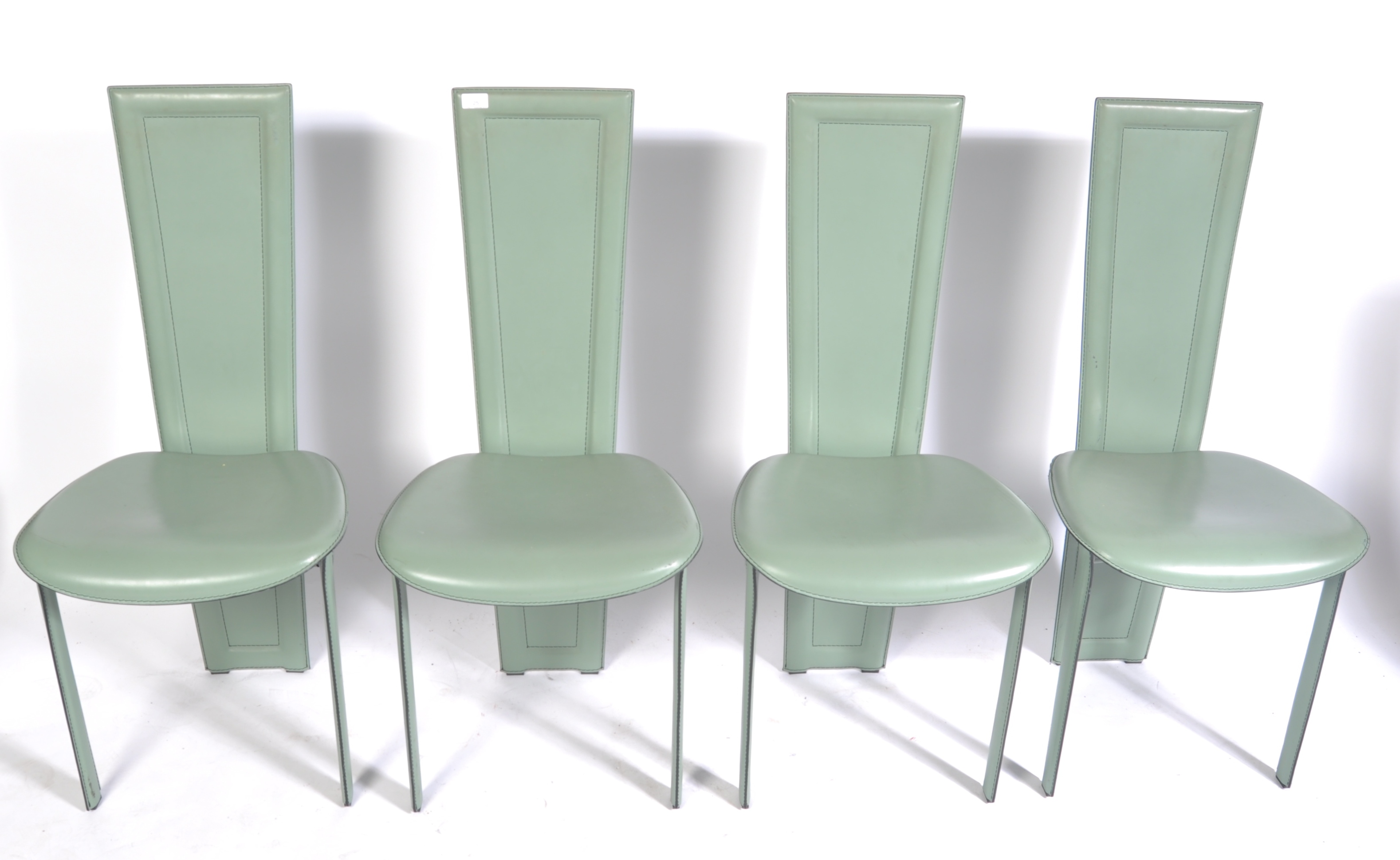 QUIA ITALIAN MINT GREEN LEATHER DINING CHAIRS - Image 5 of 8