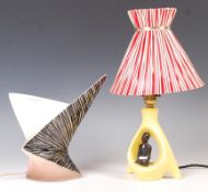 TWO ORIGINAL VINTAGE RETRO CERAMIC TABLE DESK LAMPS