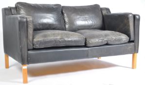AFTER BORGE MOGENSEN LEATHER TWO SEATER SOFA SETTEE